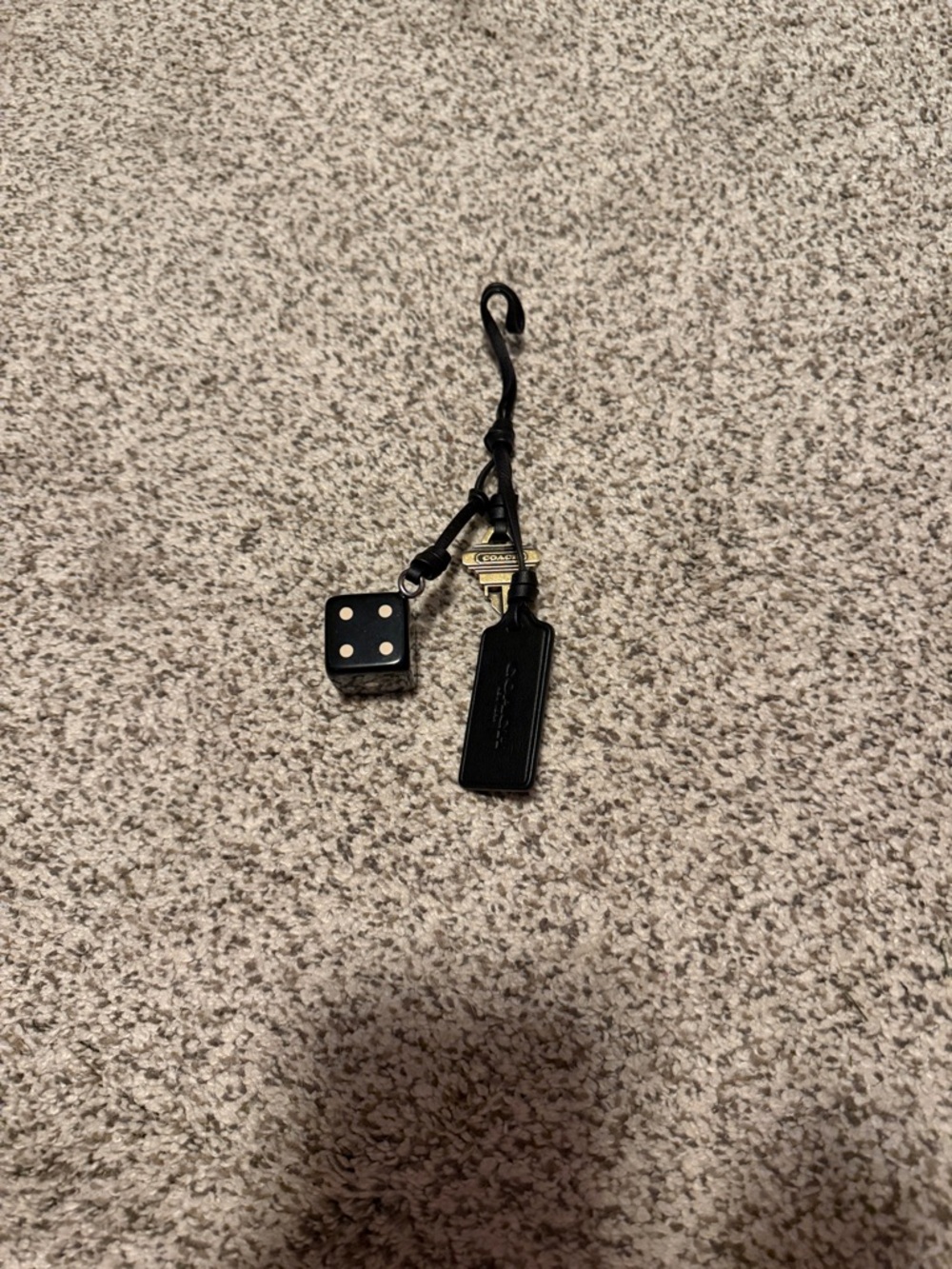 Coach Black Leather Dice and key charm